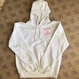 Jesus is King, White Hoodie with Pink Text